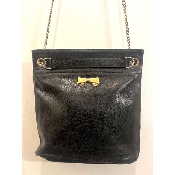 Vintage NINA RICCI Black Leather Shoulder Tote Handbag Bag   Women's Size Medium - Picture 4 of 12